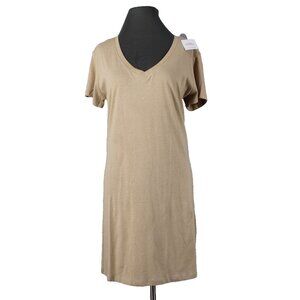 Sexy Basics Dress $60 Sz XL Tan Short Sleeve Tee Shirt 100% Cotton Dress